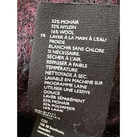 COS Knitted Mohair-Wool Blend Sweater Dress - XS dark burgundy black fuzzy tunic - Picture 11 of 14